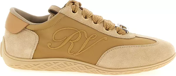 Beige Calfskin High Top Sneakers