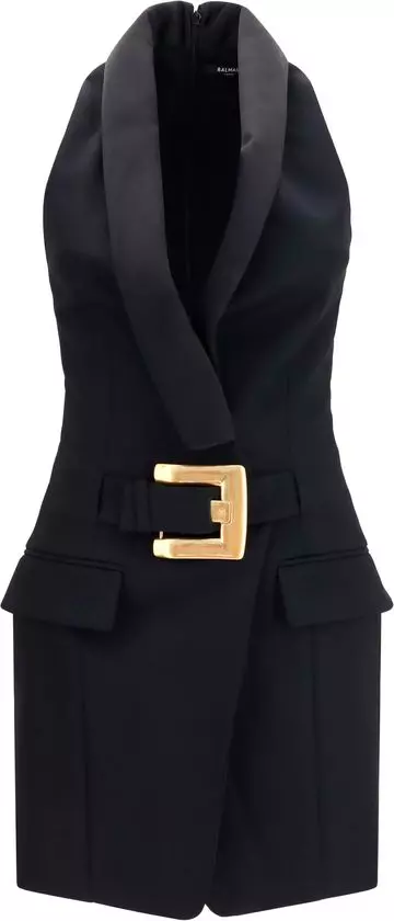 Black Wool Oves Aries Casual Dress