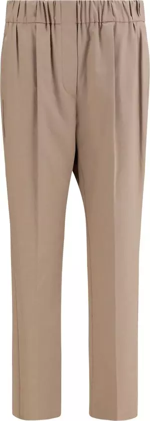 Beige Cotton Casual Pants