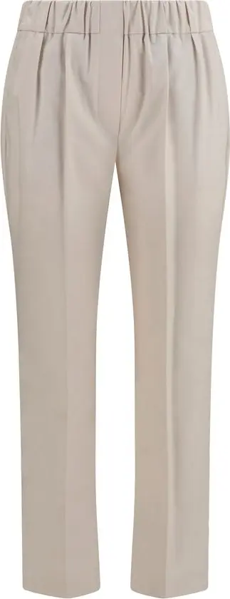 Beige Cotton Casual Pants