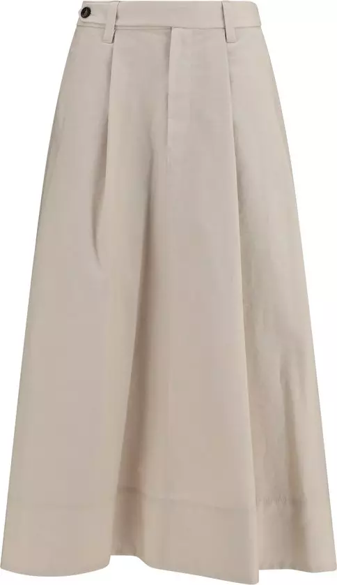Beige Cotton Midi Skirt