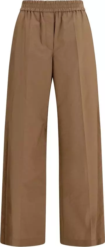 Brown Cotton Casual Pants