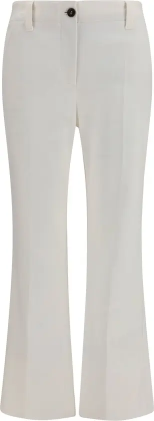 White Cotton Flared Pants