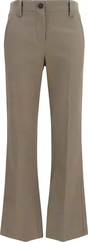 Brown Cotton Flared Pants