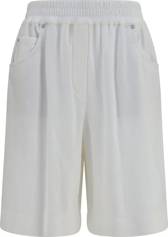 White Cotton Bermuda Shorts
