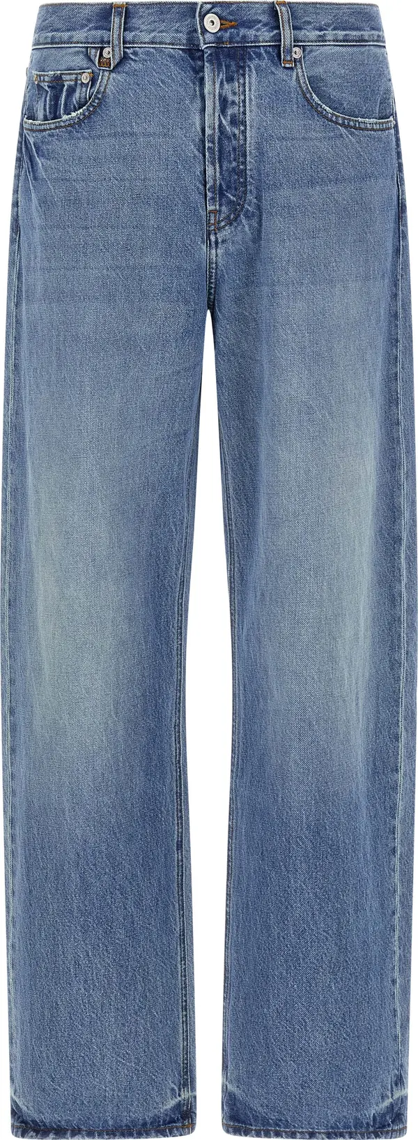 Blue Cotton Straight-Leg Jeans