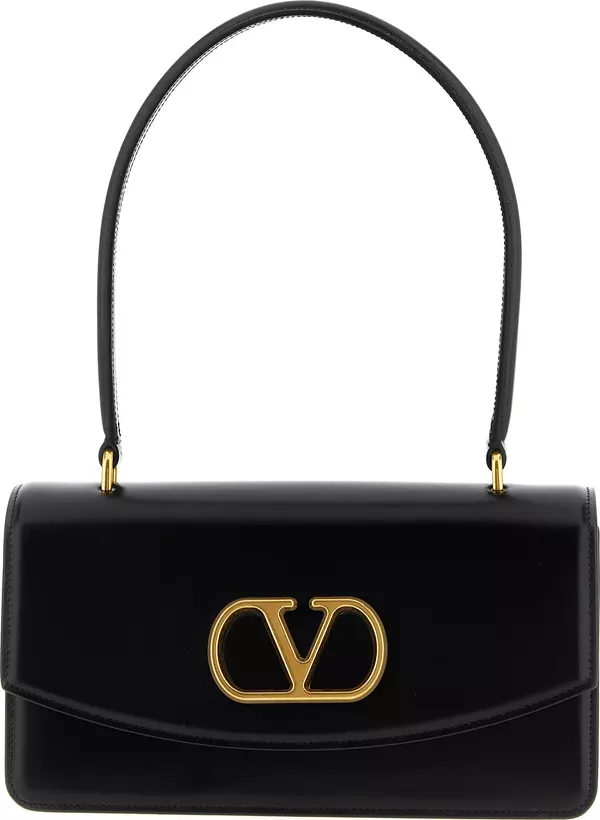 Black Calfskin Shoulder Bag