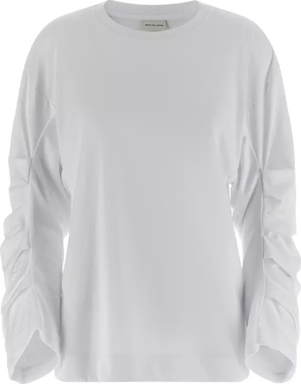 White Cotton Long Sleeve T-Shirt