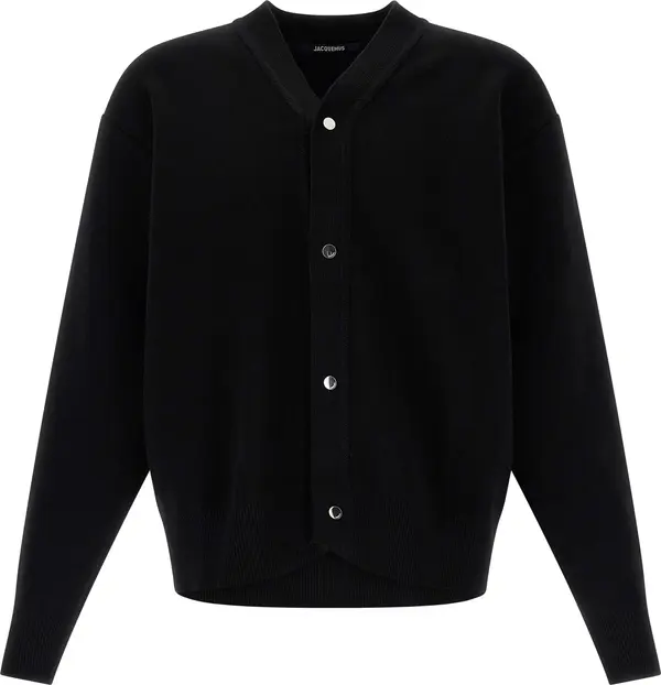 Black Merino Wool Cardigan