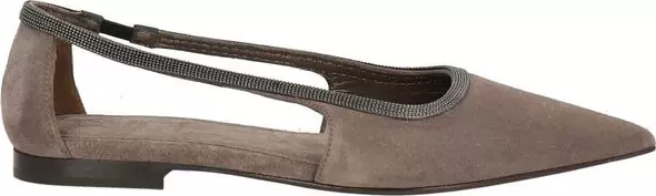 Gray Leather Ballet Flats
