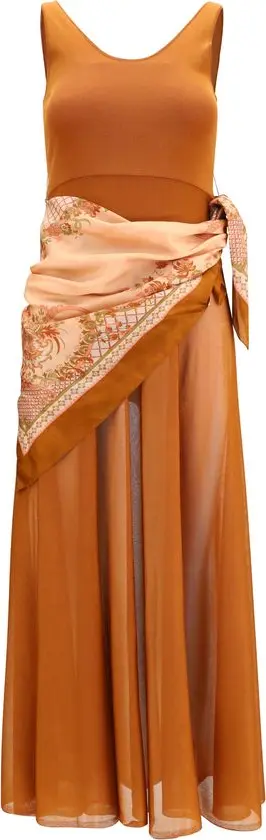 Brown Viscose Casual Dress