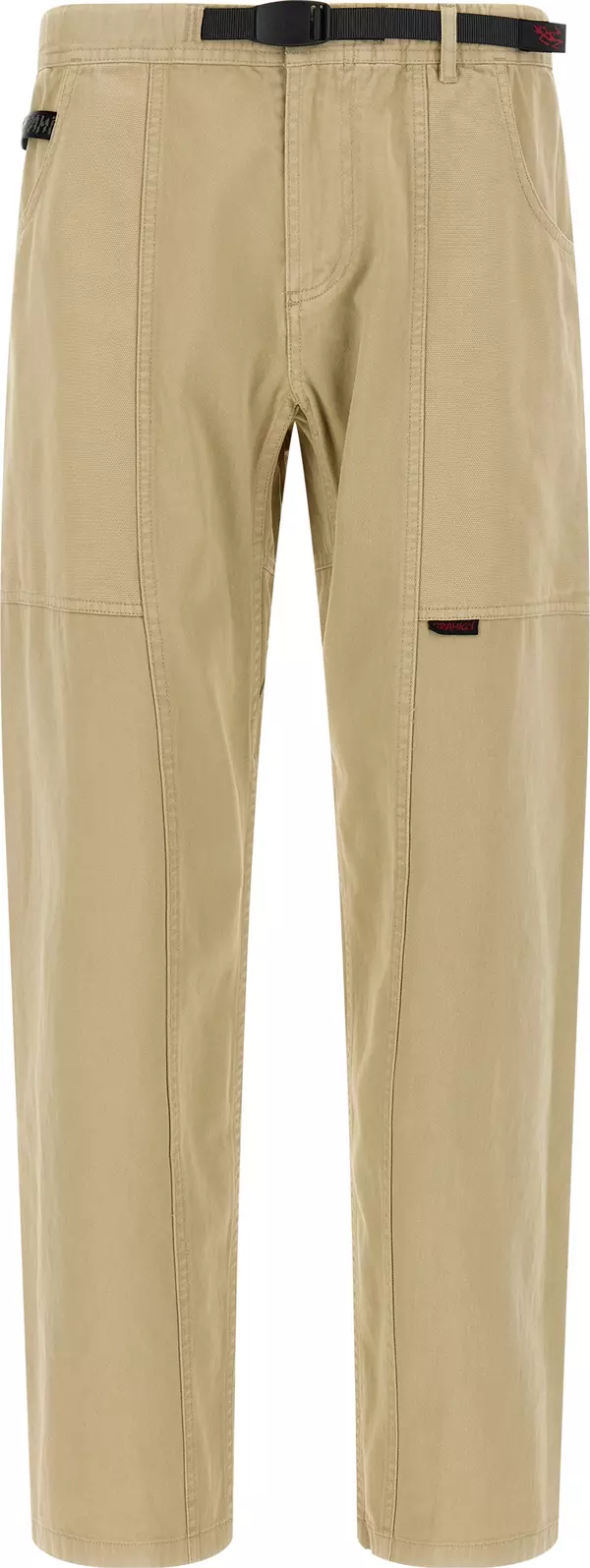 Beige Cotton Casual Pants