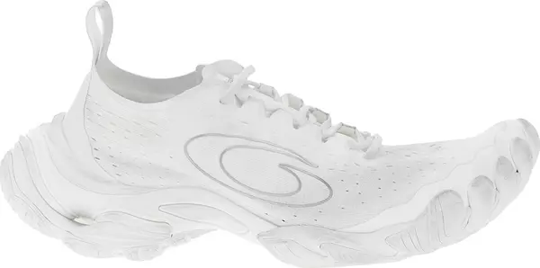 White Polyester Athletic Sneakers