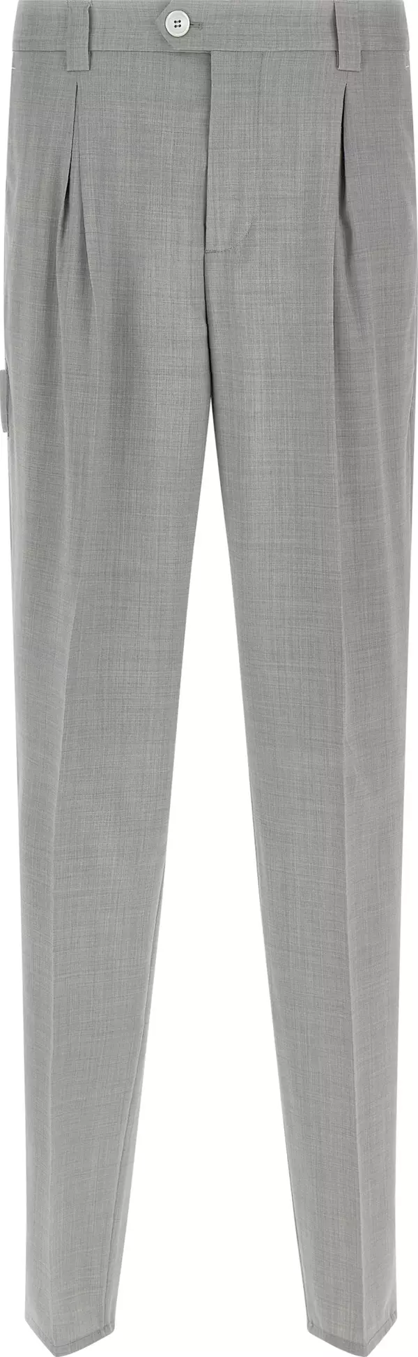 Gray Virgin Wool Dress Pants