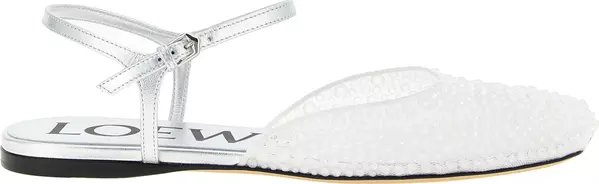 White Polyamide Ballet Flats