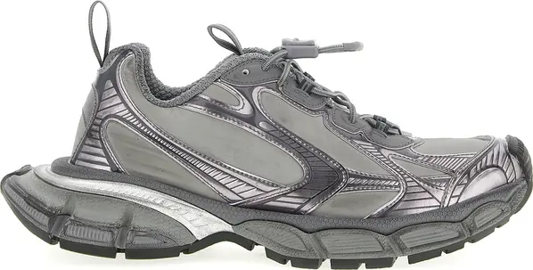 Gray Polyester Athletic Sneakers