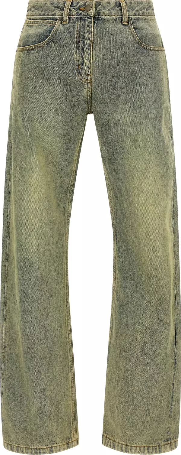 Bicolor Cotton Straight-Leg Jeans