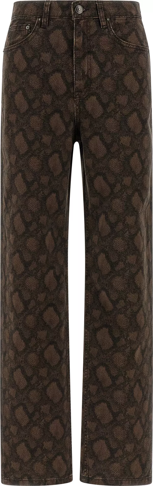 Brown Cotton Straight-Leg Jeans