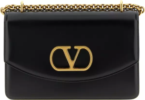 Black Calfskin Shoulder Bag