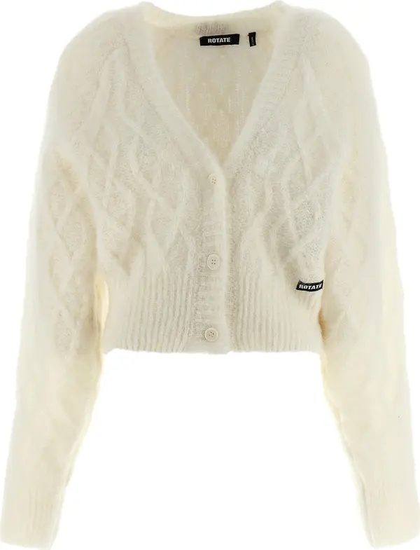 White Alpaca Leather Cardigan