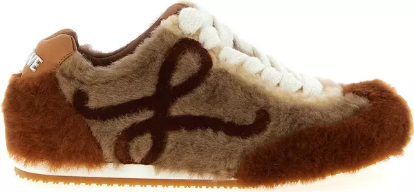 Brown Lamb Leather Low Top Sneakers