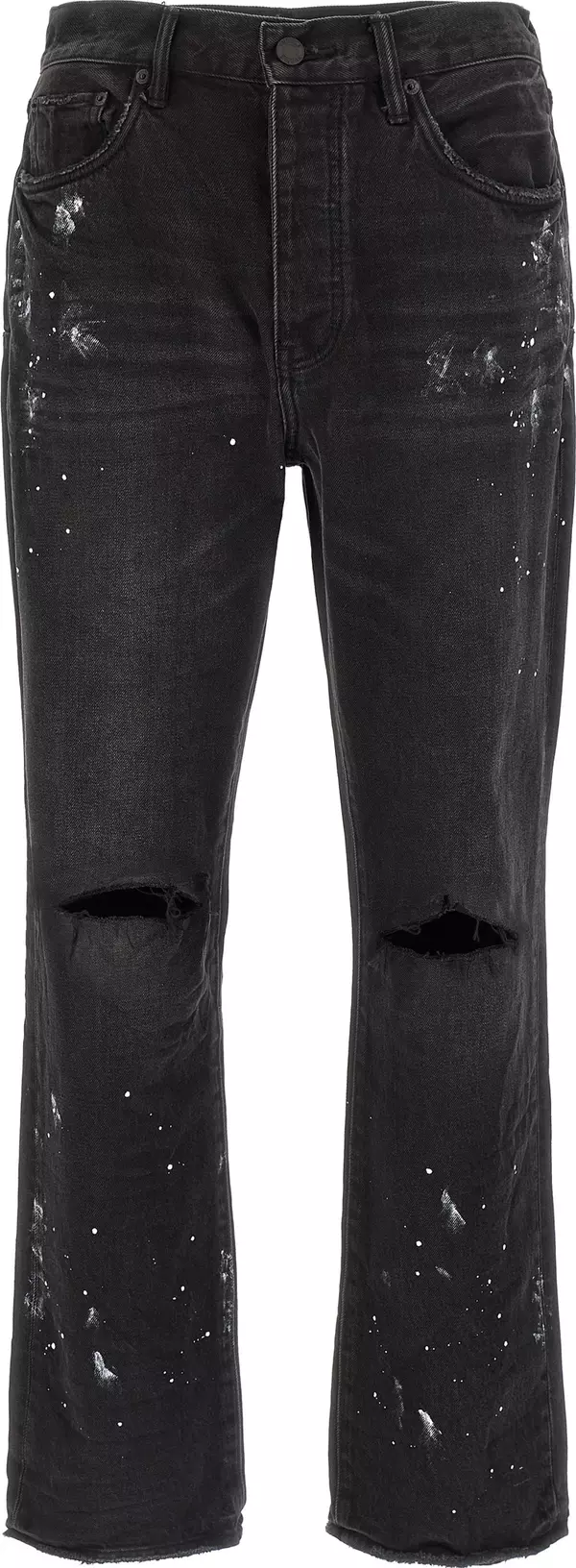 Black Cotton Straight-Leg Jeans