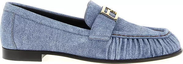 Blue Calfskin Slip-On Loafers
