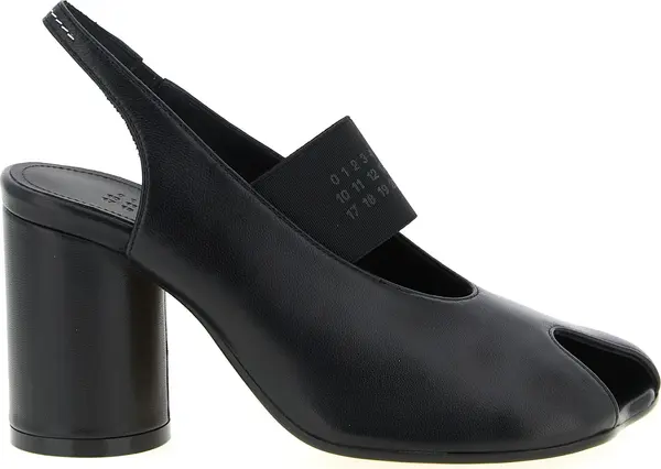 Black Lamb Leather Mid Heel Pumps