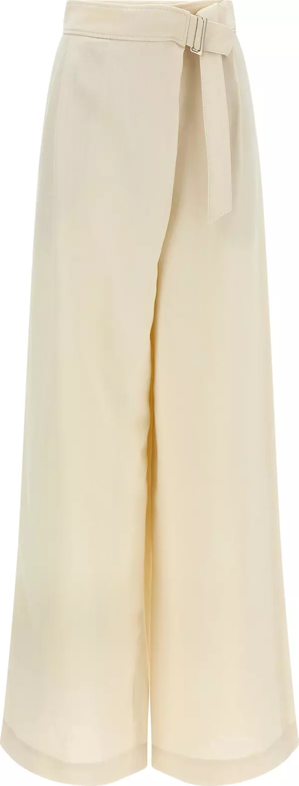 White Viscose Casual Pants