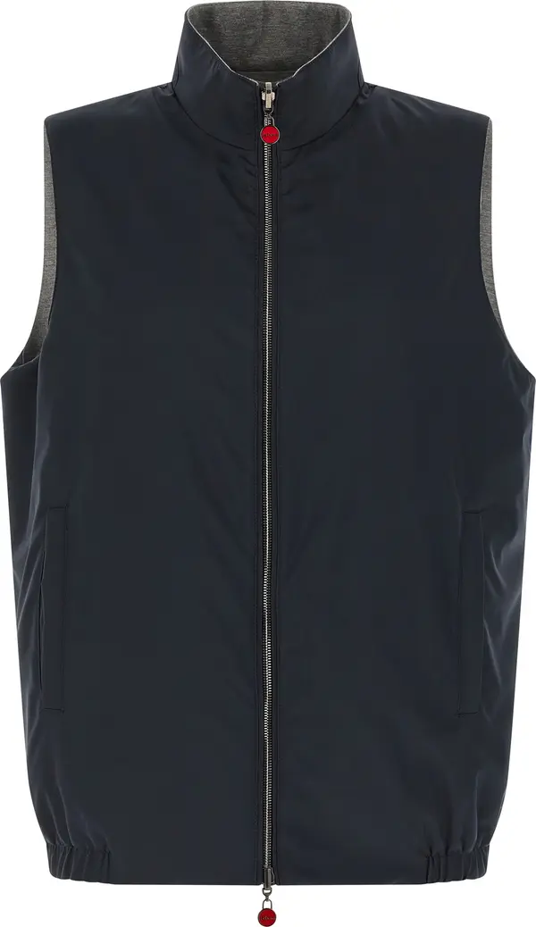 Blue Cotton Sleeveless Jacket
