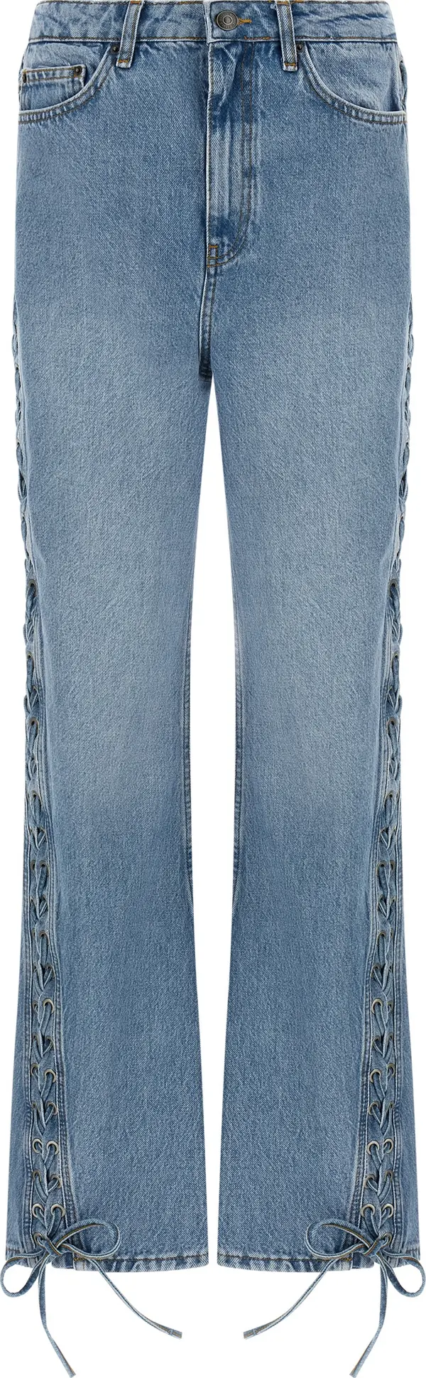 Blue Cotton Straight-Leg Jeans