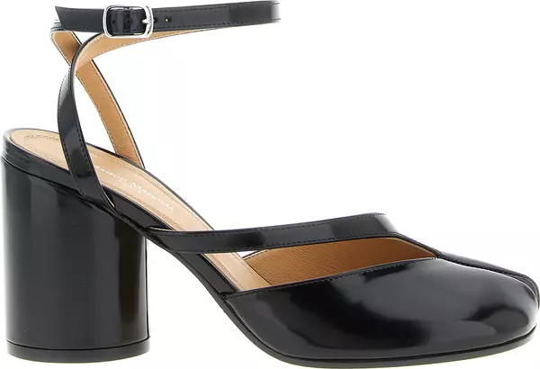 Black Calfskin Mid Heel Pumps