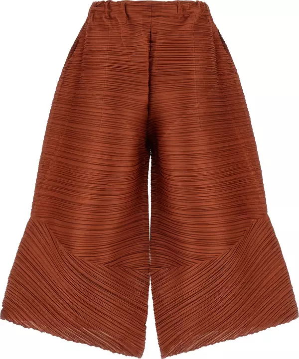 Brown Polyester Casual Pants
