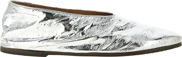 Silver Calfskin Ballet Flats
