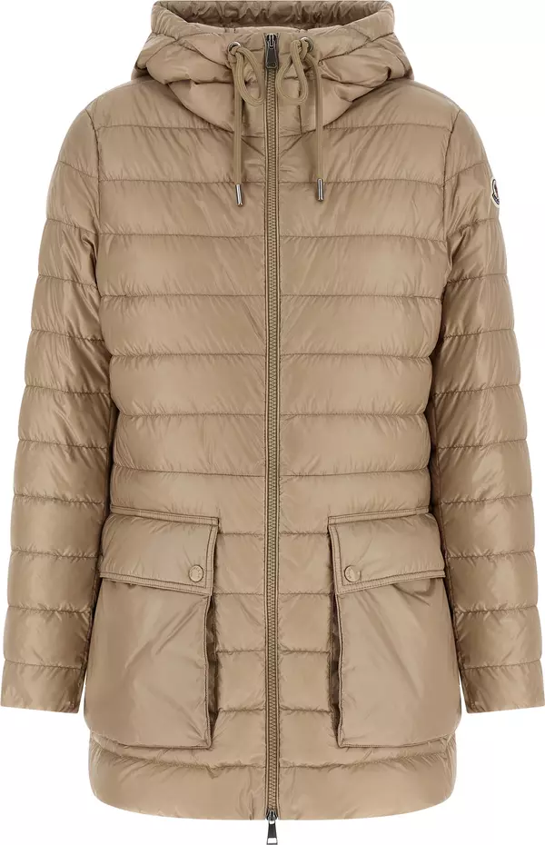 Beige Polyamide Full-Length Jacket