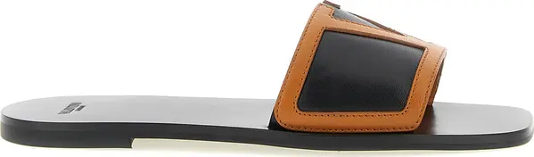 Brown Lamb Leather Slides