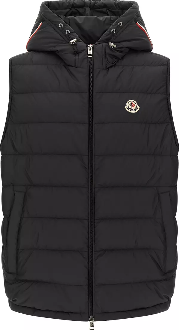 Black Polyester Sleeveless Jacket