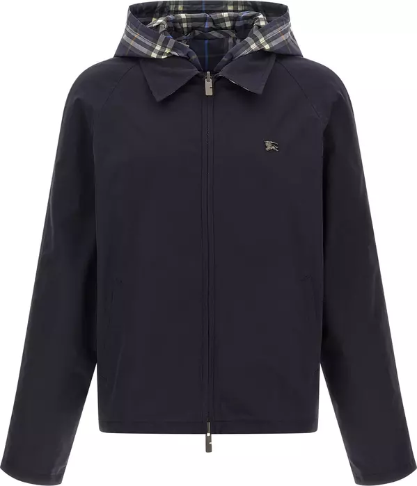 Blue Cotton Full-Length Jacket