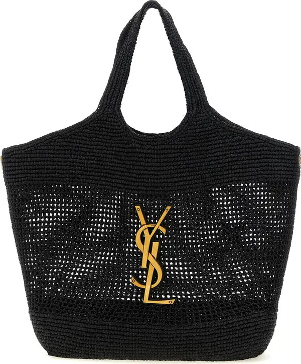 Black Raffia Tote Bag
