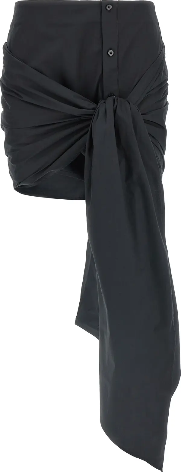 Black Cotton Long Skirt