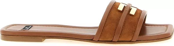 Brown Leather Slides