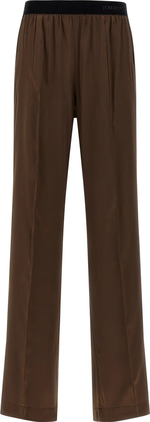Brown Silk Casual Pants