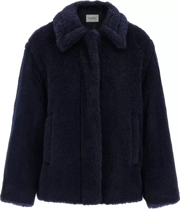 Blue Alpaca Leather Coat