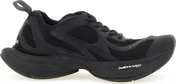 Black Polyester Athletic Sneakers