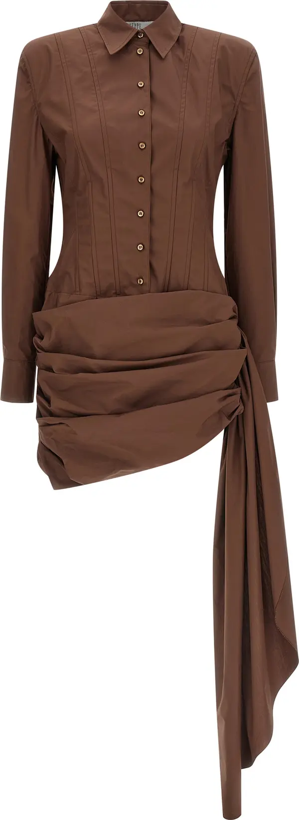 Brown Cotton Short Dress