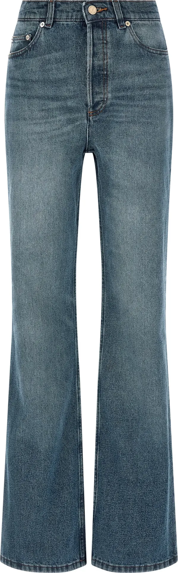 Blue Cotton Flared Jeans