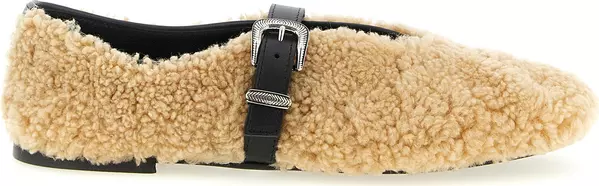 Beige Calfskin Ballet Flats