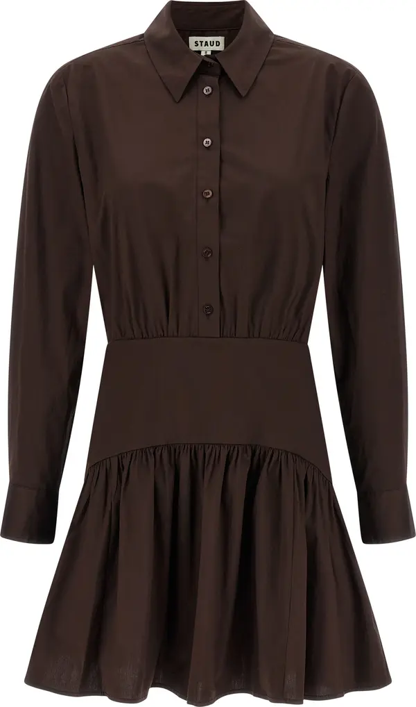 Brown Cotton Short Dress