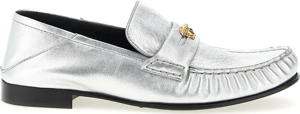 Silver Lamb Leather Slip-On Loafers