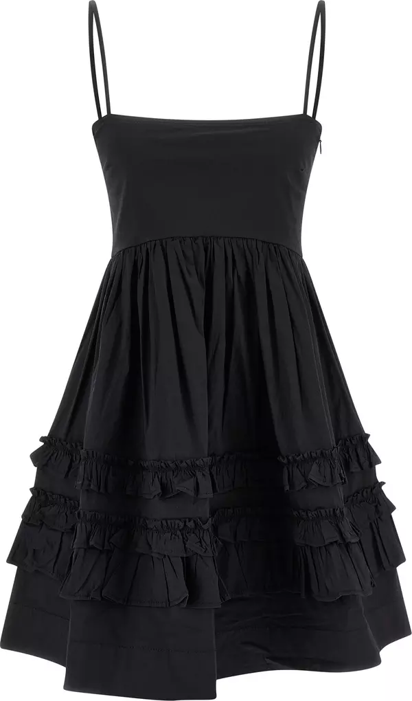 Black Cotton Short Dress